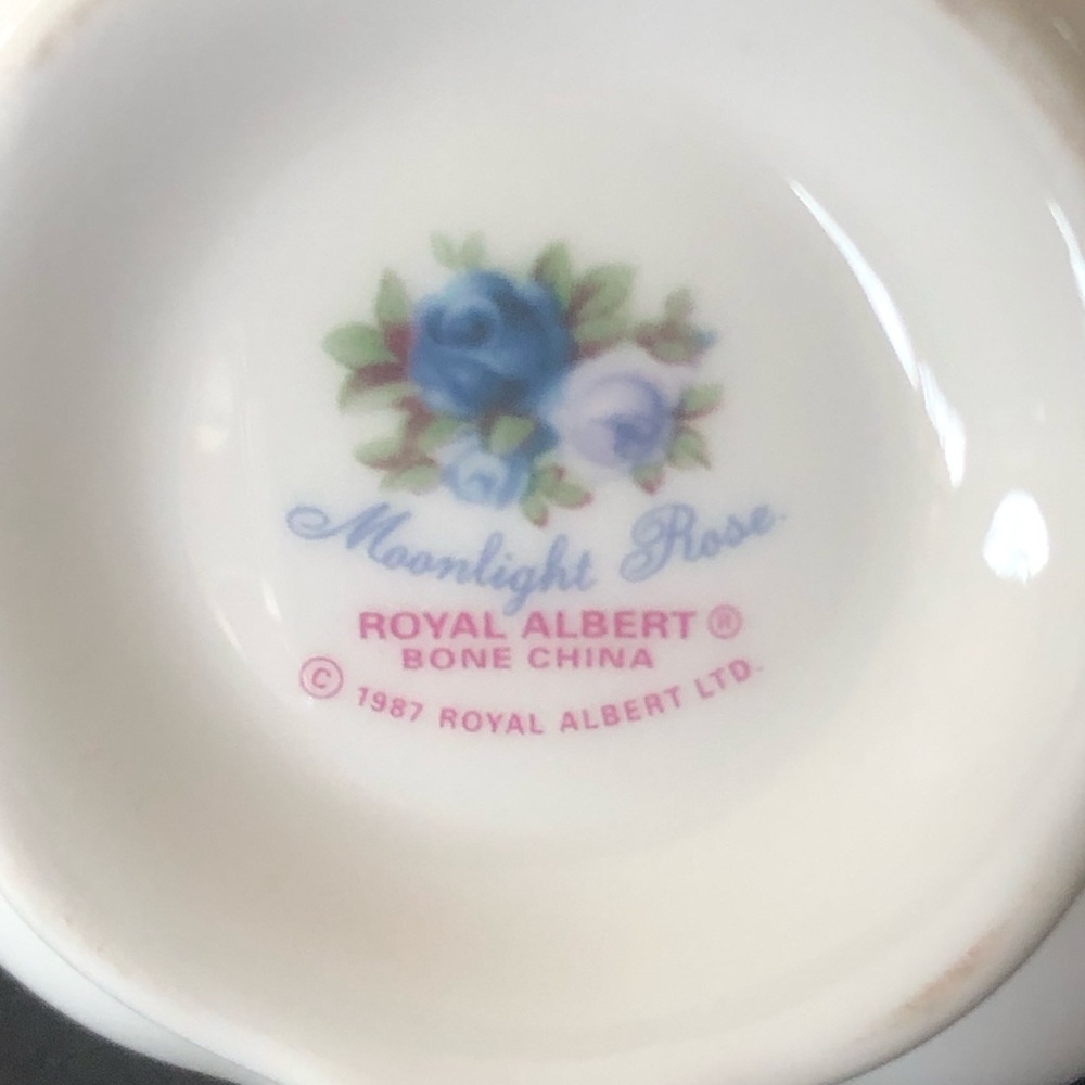 Royal Albert Moonlight Blue Bone China Sugar Bowl and Creamer Set with Gold Trim - Picture 9 of 11